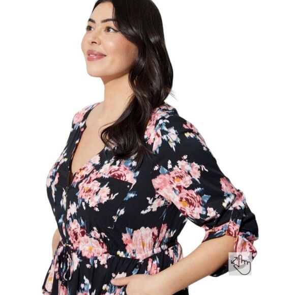 TORRID PLUS SIZE-MINI CHALLISโFLORAL HIGH- LOW SHIRT DRESS SIZE 4X - Picture 5 of 17